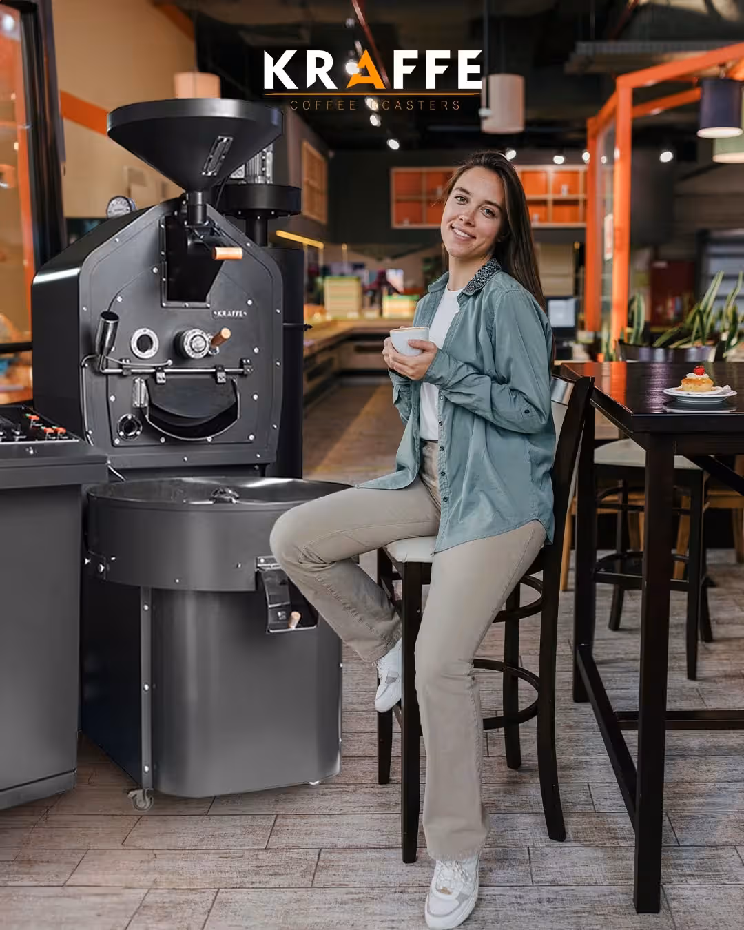 Technician performing maintenance on a Kraffe Roaster