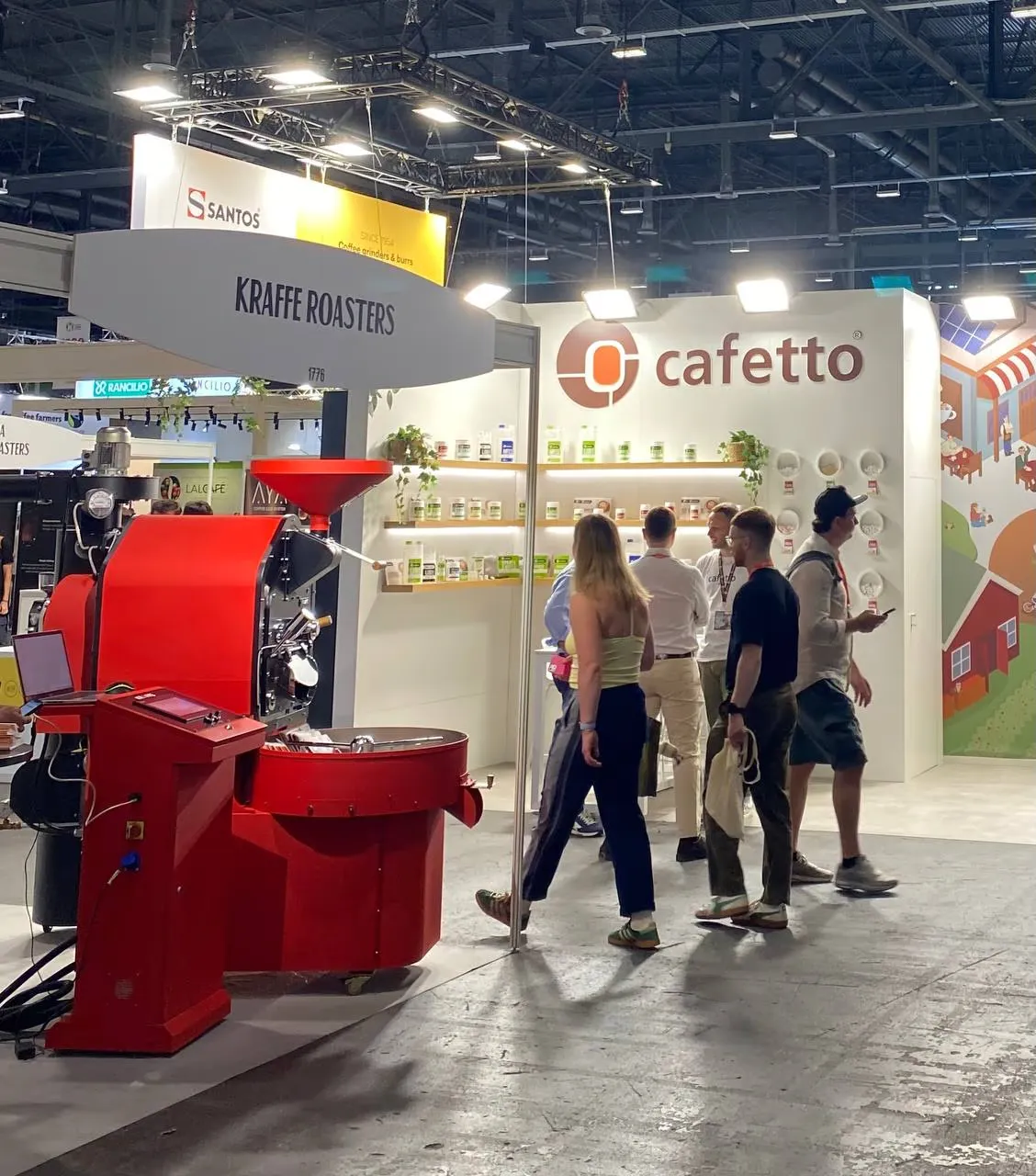 Visitors checking out the commercial coffee roaster